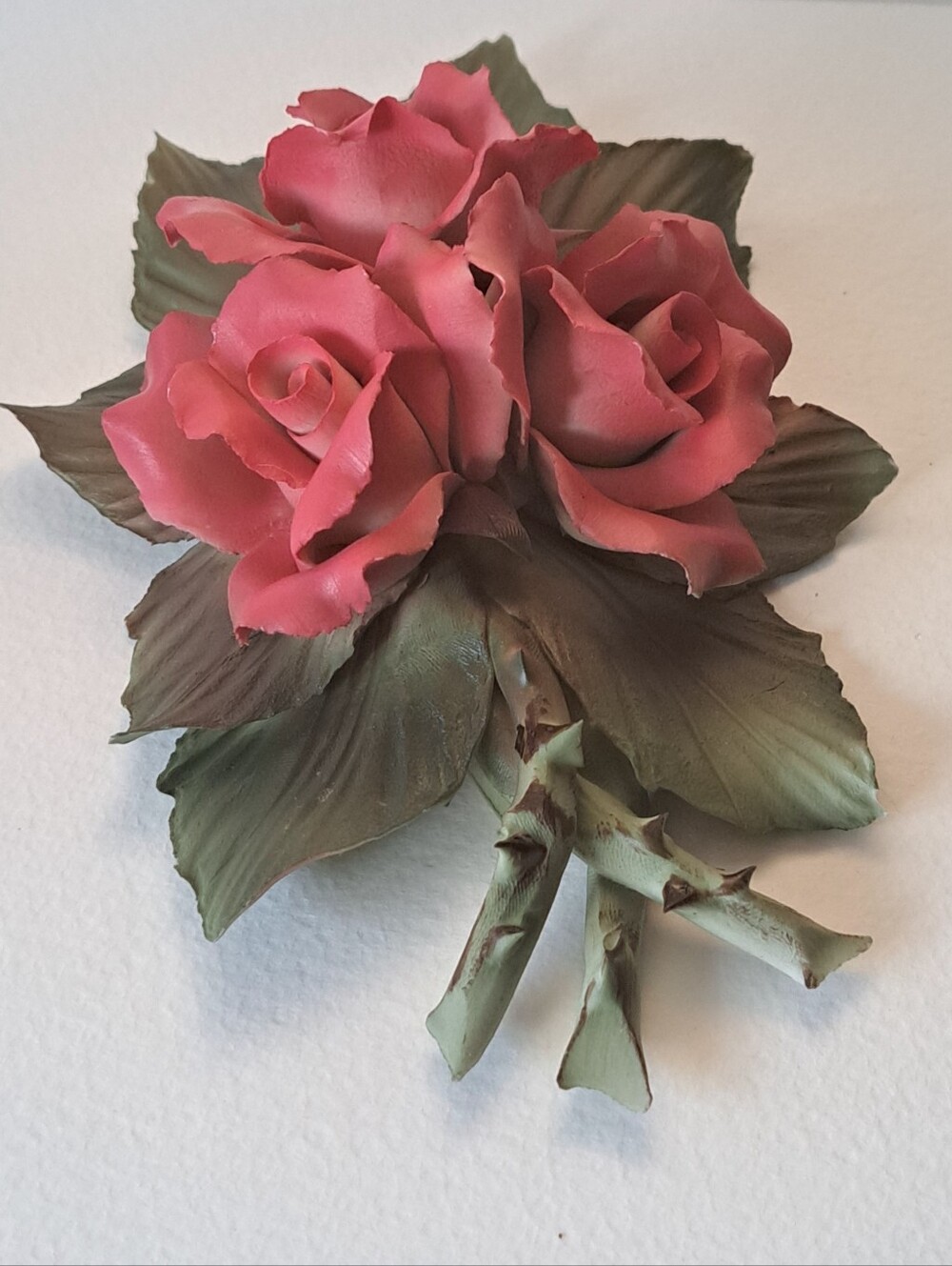 Vintage  Franklin Mint Rose Capodimonte Porcelain “Old Blush” Figurine